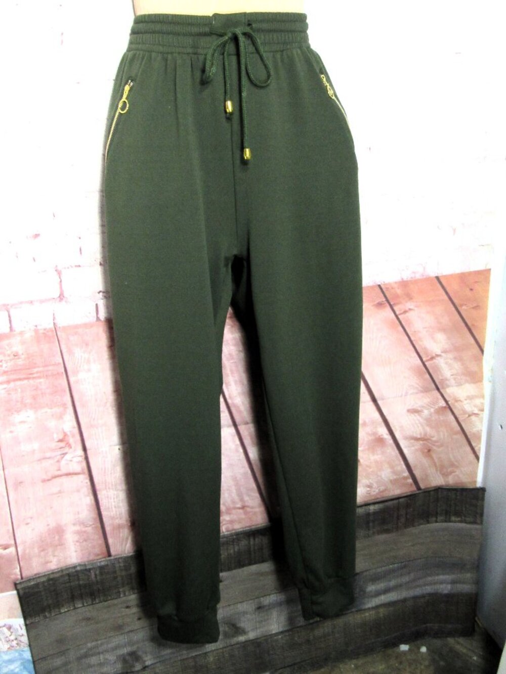 SOFT COMFORTABLE ZIP POCKET ELASTIC WAIST "INDERO" PANTS FOR WOMEN SZ L/XL